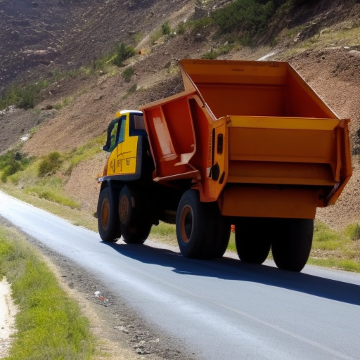 dump truck on a rugged road