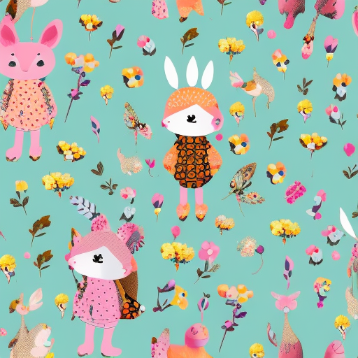 wallpaper pattern with florals and woodland creatures